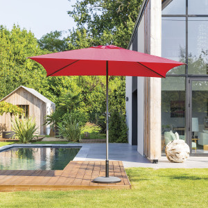 Parasol droit carré SOYA Grenade 2,5 x m - Acier, Polyester Hespéride