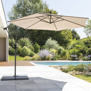 Parasol déporté rond MANOA Taupe   Graphite 3 m - Aluminium traité époxy, Acier, Polyester Hespéride