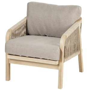 Fauteuil de salon jardin PAPOUASIE Taupe   Acacia certifié FSC®, Polyester Hespéride