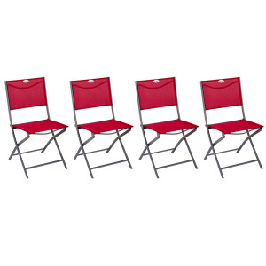 Lot de 4 chaises jardin pliantes MODULA Grenade   Graphite Acier traité époxy, Texaline Hespéride