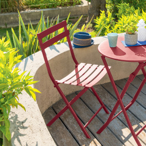 Chaise de jardin pliante GREENSBORO Grenade Acier traité époxy, Traitement antirouille renforcé Hespéride