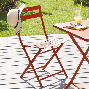 Lot de 2 chaises jardin pliantes GREENSBORO Terre battue Roland-Garros x Hespéride - Acier traité époxy