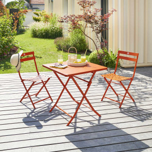 Table de jardin pliante carrée GREENSBORO Terre battue 2 places - Roland-Garros x Hespéride