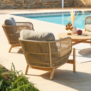 Fauteuil de salon jardin DEONA Taupe   Acacia certifié FSC®, Polyester Hespéride