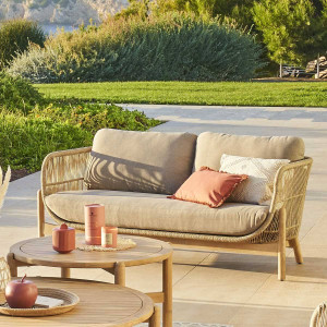Canapé de jardin DEONA Taupe   Acacia 2 places - certifié FSC®, Polyester Hespéride