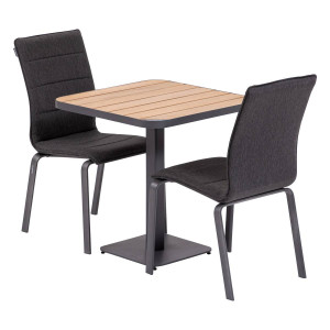 Table de jardin bistro TYLA Acacia   Graphite 2 places - Acier traité époxy, certifié FSC® Hespéride