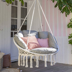 Chaise de détente suspendue CORDESSA Noisette Acier traité époxy, Polyester Hespéride