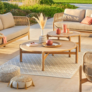 Table basse de jardin ronde DEONA Acacia 120 x 38 cm - certifié FSC® Hespéride