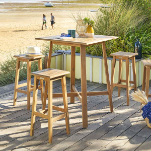 Table haute de jardin TIWI Acacia 4 places - certifié FSC® Hespéride