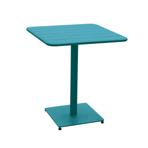 Table de jardin carrée PHUKET Bleu canard 2 places - Acier traité époxy, Traitement antirouille renforcé Hespéride