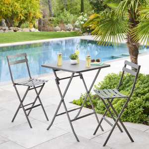 Table haute de jardin pliante GREENSBORO Tonka 2 places - Acier traité époxy, Traitement antirouille renforcé Hespéride