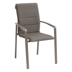 Fauteuil de jardin empilable DIESE Mocha   Praline Aluminium traité époxy, Texaline Hespéride