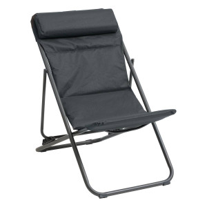 Chilienne de jardin pliante JUBBA Anthracite   Graphite 4 positions - Acier, Polyester Hespéride