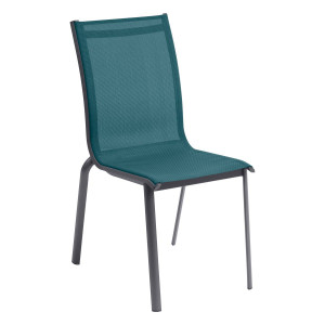 Chaise de jardin empilable AXANT Bleu canard   Graphite Aluminium traité époxy, Texaline Hespéride