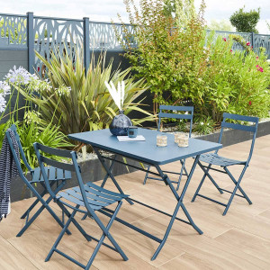 Table de jardin pliante rectangulaire GREENSBORO Pétrole 4 places - Acier traité époxy, Traitement antirouille renforcé Hespéride