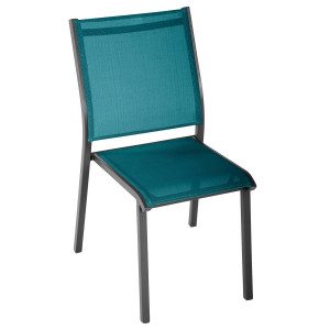 Chaise de jardin empilable ESSENTIA Bleu canard   Graphite Aluminium traité époxy, Texaline Hespéride