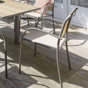 Fauteuil de jardin empilable PIAZZA Lin   Tonka Aluminium traité époxy, Texaline Hespéride