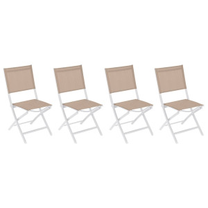 Lot de 4 chaises jardin pliantes ESSENTIA Lin   Blanc Aluminium traité époxy, Texaline Hespéride