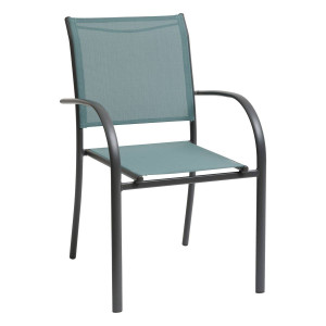 Fauteuil de jardin empilable PIAZZA Vert jade   Graphite Aluminium traité époxy, Texaline Hespéride