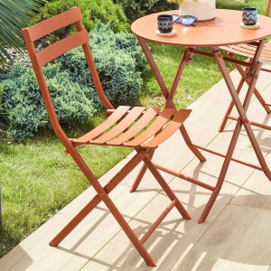 Chaise de jardin pliante GREENSBORO Ambre Acier traité époxy, Traitement antirouille renforcé Hespéride