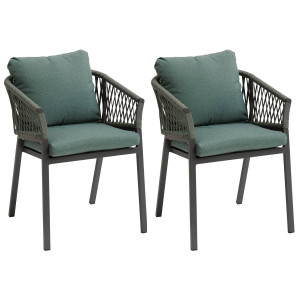 Lot de 2 fauteuils jardin ORIENGO Olive   Graphite Aluminium, Mailles tressées, Polyester Hespéride