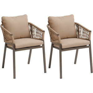 Lot de 2 fauteuils jardin ORIENGO Miel   Praline Aluminium, Mailles tressées, Polyester Hespéride