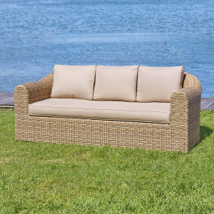Canapé de jardin MOORÉA Savana 3 places - Aluminium traité époxy, Résine tressée synthétique, Polyester Hespéride