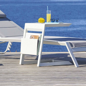 Table d'appoint de jardin carrée ALLURE Blanc 55 x 45 cm - Aluminium traité époxy Hespéride