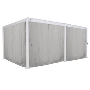 Kit de rideaux, moustiquaires et rails pour pergola bioclimatique EVORA Gris clair 6 x 3,6 m - 8 rails, rideaux Hespéride