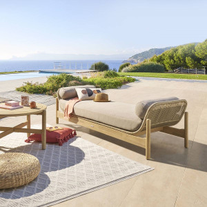 Banquette de jardin DEONA Taupe   Acacia 1 place - Polyester, certifié FSC® Hespéride