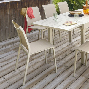 Chaise de jardin empilable ESSENTIA Lin   Argile Aluminium traité époxy, Texaline Hespéride
