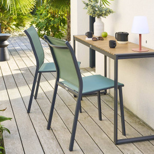 Chaise de jardin empilable ESSENTIA Vert olive   Graphite Aluminium traité époxy, Texaline Hespéride
