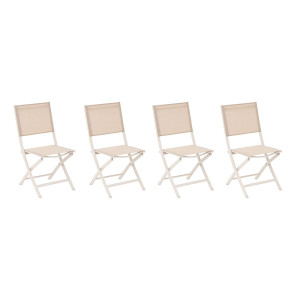 Lot de 4 chaises jardin pliantes ESSENTIA Lin   Argile Aluminium traité époxy, Texaline Hespéride