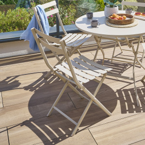 Chaise de jardin pliante GREENSBORO Argile Acier traité époxy, Traitement antirouille renforcé Hespéride
