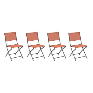 Lot de 4 chaises jardin pliantes MODULA Ambre   Graphite Acier traité époxy, Texaline Hespéride