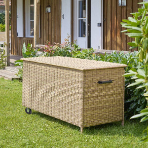 Coffre de rangement BAYANA Savana 600 L - Acier traité époxy, Résine tressée Hespéride