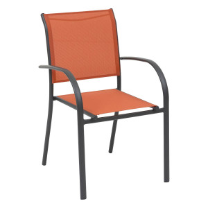 Fauteuil de jardin empilable PIAZZA Ambre   Graphite Aluminium traité époxy, Texaline Hespéride
