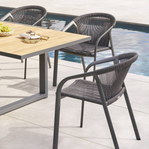 Fauteuil de jardin empilable RIU Anthracite   Graphite Aluminium traité époxy Hespéride