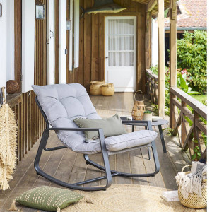 Fauteuil à bascule FELINIO Gris Acier traité époxy, Traitement antirouille renforcé Hespéride