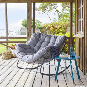 Fauteuil oeuf à bascule PAOPAO Gris   Graphite Acier traité époxy, Traitement antirouille renforcé, Polyester Hespéride