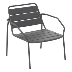 Fauteuil de salon jardin PHUKET Graphite Acier traité époxy Hespéride