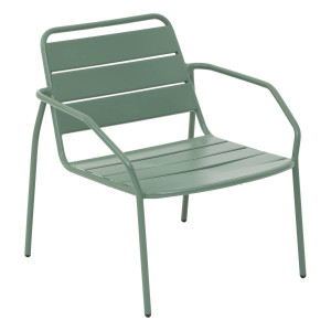 Fauteuil de salon jardin PHUKET Vert olive Acier traité époxy Hespéride