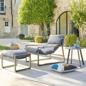 Fauteuil relax de jardin LAMBINIO Graphite   Gris foncé Aluminium traité époxy - Oléfine Hespéride