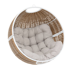 Fauteuil oeuf suspendu ORBIANA Taupe   Blanc Acier traité époxy, Polyester Hespéride