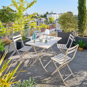 Table de jardin pliante rectangulaire GREENSBORO Argile 4 places - Acier traité époxy, Traitement antirouille renforcé Hespéride