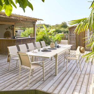 Table de jardin extensible PIAZZA Argile 12 places - Aluminium traité époxy Hespéride