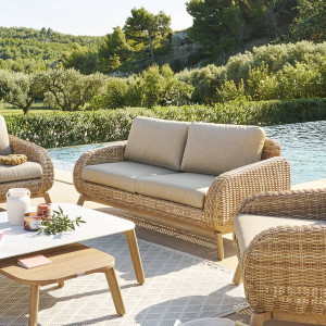 Canapé de jardin MANISSA Honey   Beige 2 places - Aluminium traité époxy, Polyester Hespéride