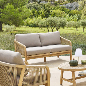 Canapé de jardin PAPOUASIE Acacia 2 places - Polyester, certifié FSC® Hespéride