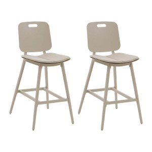 Lot de 2 chaises hautes jardin TERZANO Beige   Argile Aluminium traité époxy Hespéride