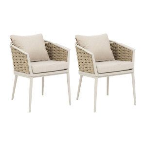 Lot de 2 fauteuils jardin YCONIA Beige   Argile Aluminium traité époxy, Polyester Hespéride